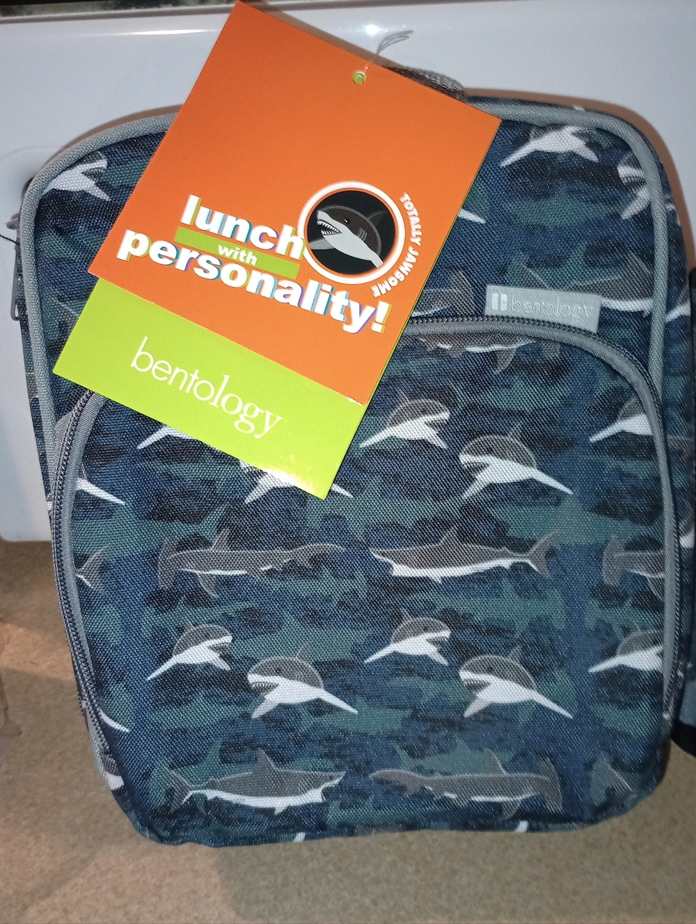 Bentology Shark Print Lunch Bag - Blue Camouflage NWT